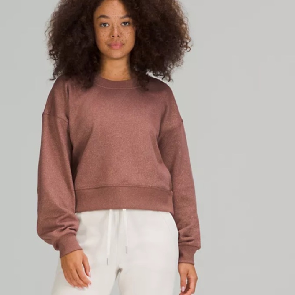 🎁LULULEMON PERFECTLY OVERSIZED CROPPED CREW*SPARK-SMOKY TOPAZ-6/8/10🎁 - Picture 3 of 13